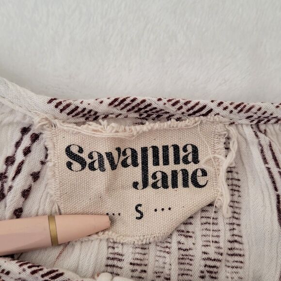 Savannah Jane White Boho Peasant Ren Fest Southwestern Ikat Blouse Size Small - Picture 3 of 6